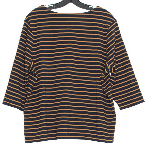 J Jill Top 3/4 Sleeve Casual Minimalist Nautical Preppy Boho Black Brown XLP - Picture 2 of 6